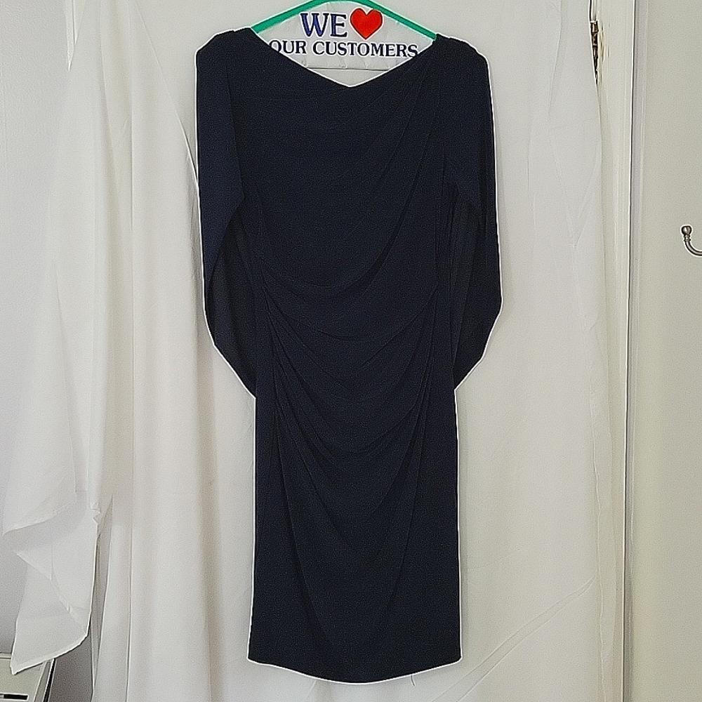 Betsy & Adam drape back dress navy size 8 (runs small)